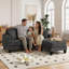 Canapé modulaire rembourré en velours côtelé 84 pièces 2 pièces 84 "avec dossier coussiné, repose-pieds de rangement, porte-gobelets intégrés, ports USB et poches latérales-1719270883