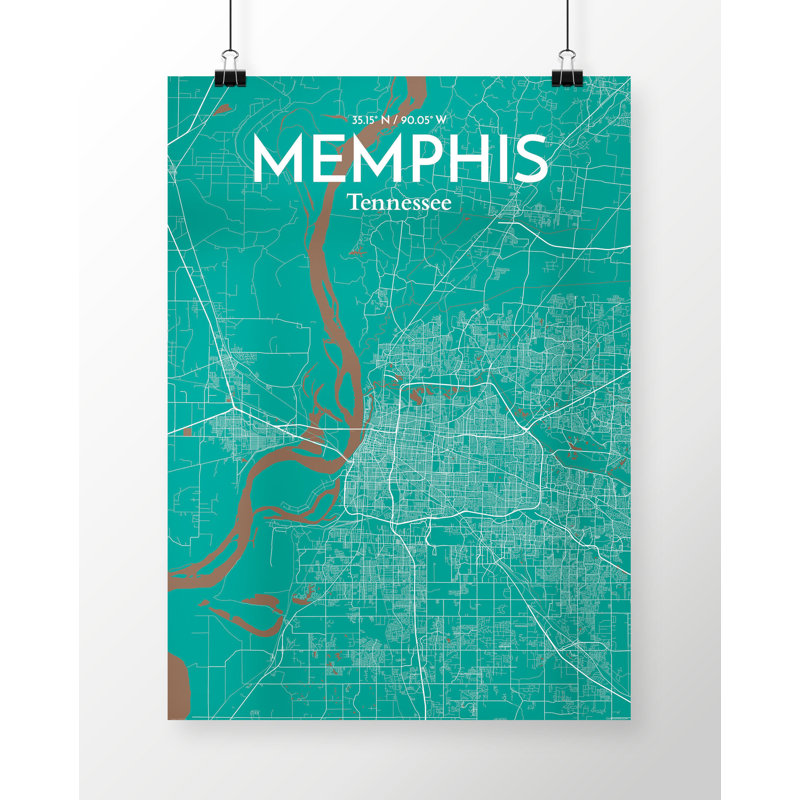 Memphis City Map Wall Art, 91.4cm H x 61cm W x 0.13cm D
