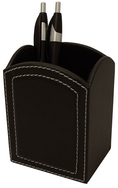 Faux Leather Pen Holder, Midnight Black