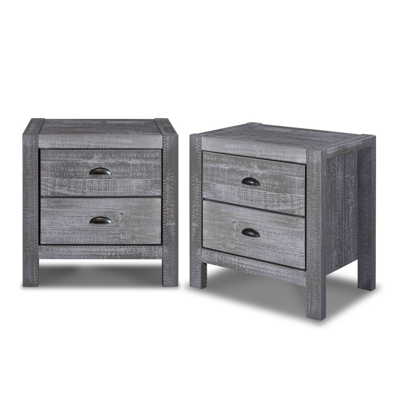 Montauk Two-Drawer Nightstand Set (2-Piece), Gray