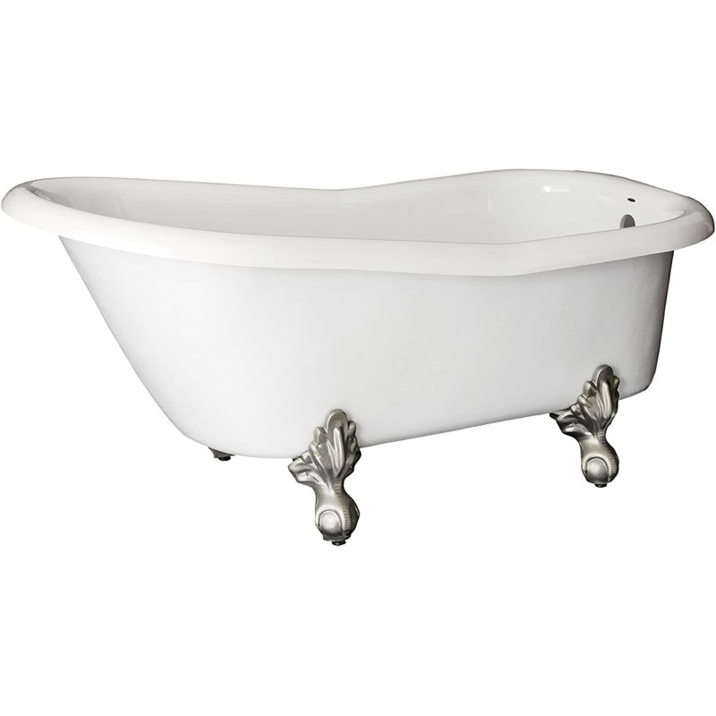 Imperial 66" x 30" Clawfoot Soaking Bathtub, Brushed Nickel