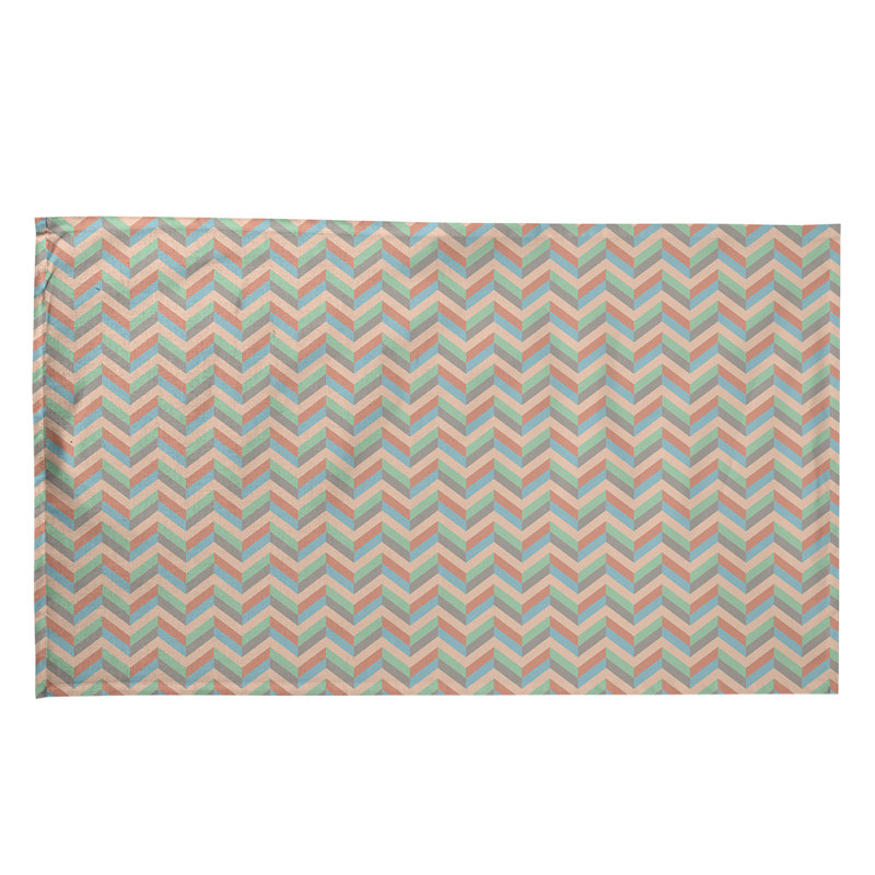Serviette à thé chevron Mcguigan, Sergé de coton, Rouge / Bleu / Gris
