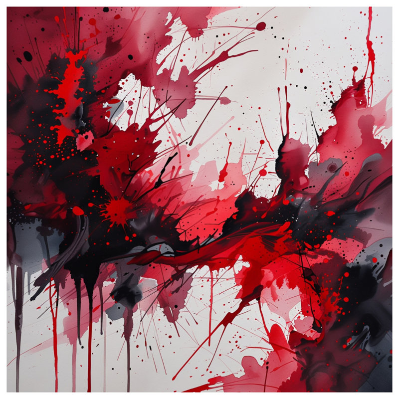 Red Black Splatter Window Curtains, Abstract Sheer & Blockout Curtains - 1 Panel, 50" x 80" - 1 Panel, Blockout