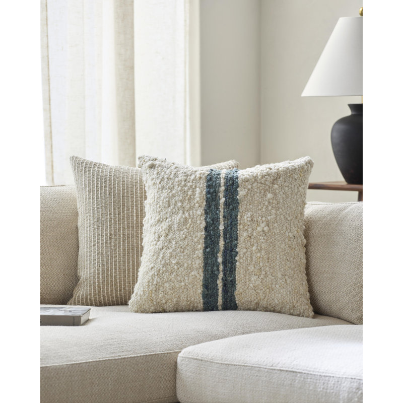 Alivia Striped Throw Pillow, Polyester/Polyfill, Deep Teal, 20" x 20"