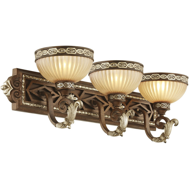 Palacial Bronze 3-Light Vanity Sconce with Gold Dusted Art Glass