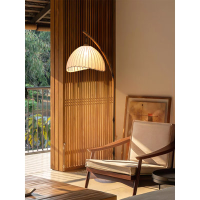 Zen-style metal fabric marble floor lamp