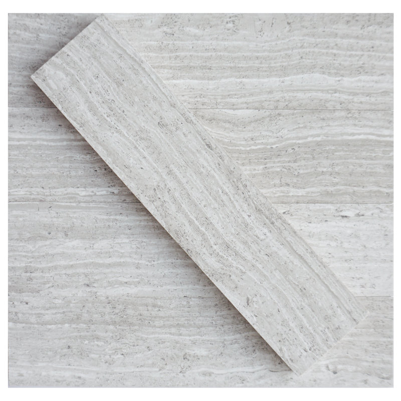 Natural 1.89" x 8" Marble Look Wall & Floor Tile, Wooden White
