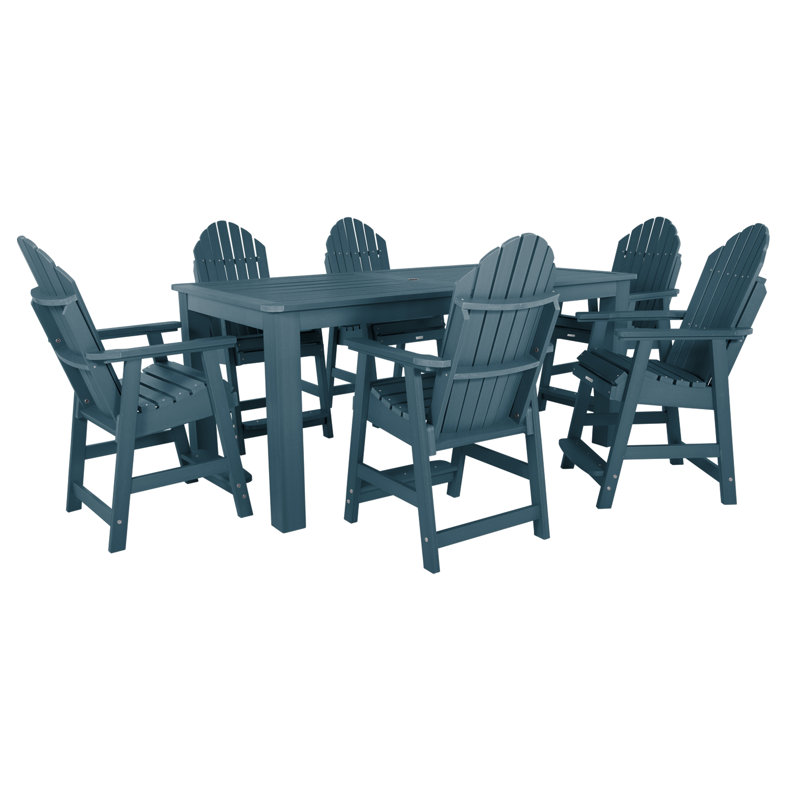 Ensemble repas 7 pièces Macias, Bleu Nantucket, H 36 po x l 42 po x L 72 po 