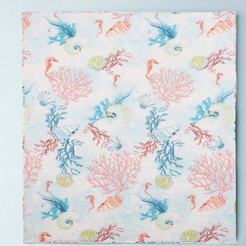 Sarasota Coastal Multicolor Quilted Reversible Throw Blanket