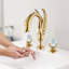 Ensemble de 3 robinets décoratifs pour lavabo de salle de bain à col de cygne en or et poignée en cristal Mosson