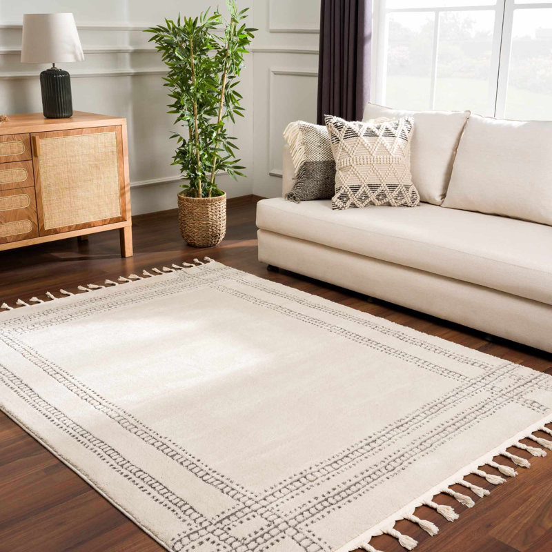 Tapis marocain en polypropylène tissé à la machine Javyion, Rectangle 6 pi 7 po x 9 pi