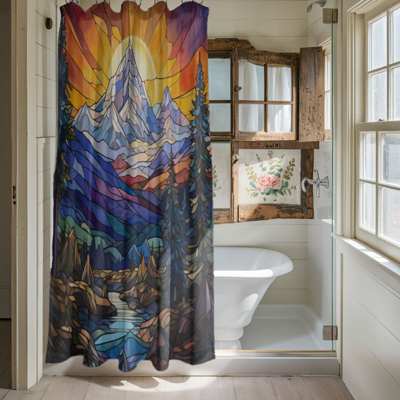 Glass Range Patterns - Rideau de douche standard 1 pièce, H 74 po x l 71 po