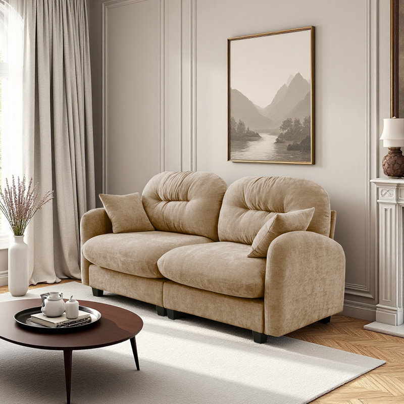 Chenille Sofa, Loveseat, Couch, Camel