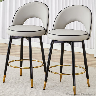 Chaise de bar rembourrée en polyuréthane rembourrée à 360 °, ensemble de 2