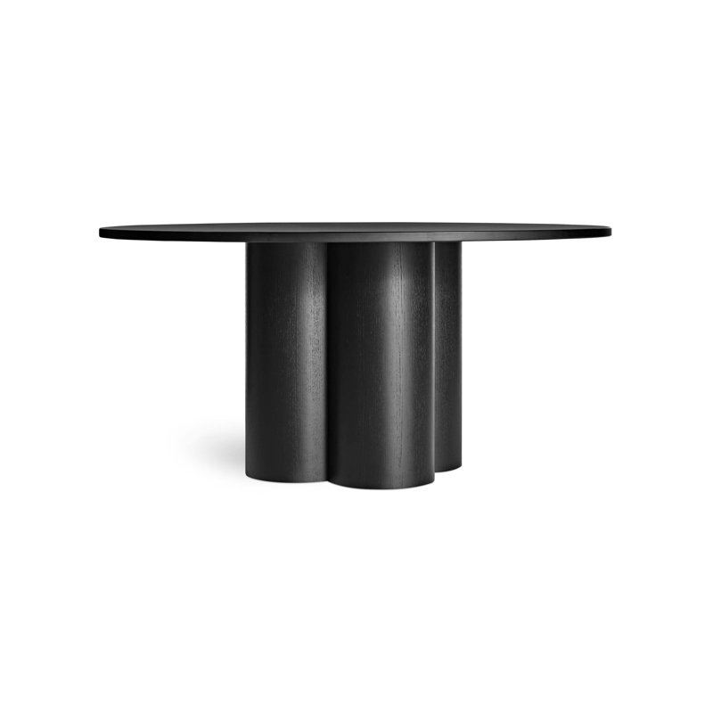 4 Quarter Round Solid Wood Dining Table, Black Ash, 60" W x 60" L