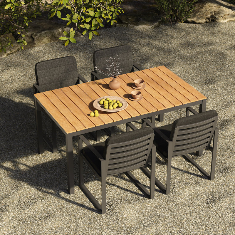 Table de salle à manger d'extérieur pour 4-6 personnes, Gris