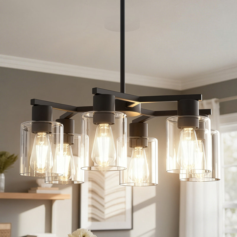 Lustre géométrique 27 lumières 27 pouces, Noir mat