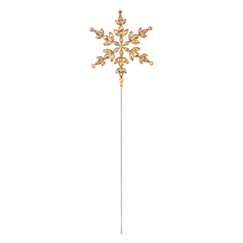 Jeweled Snowflake Stem, 18", Gold (Set of 2)