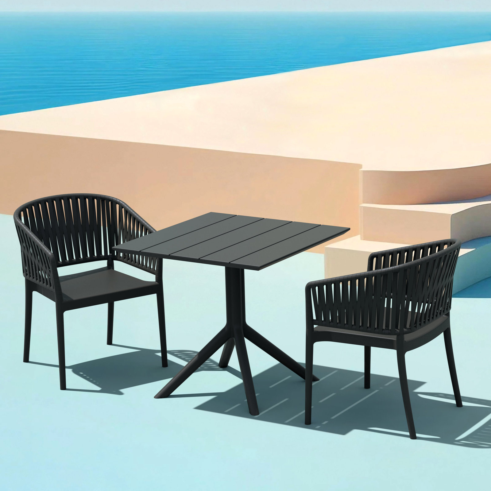 Newport Outdoor Stacking Dining Armchair, Black