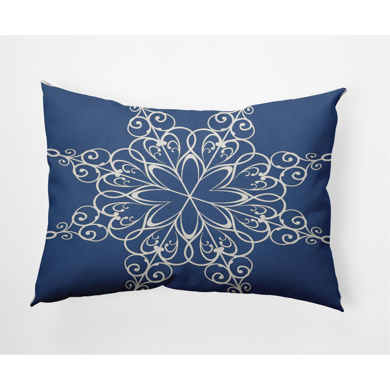 Geometric Reversible Throw Pillow, Blue, No