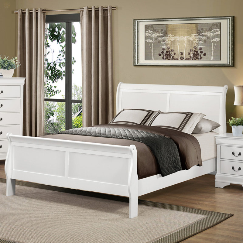 Lit-bateau classique de style Louis Philipe, Double, Blanc