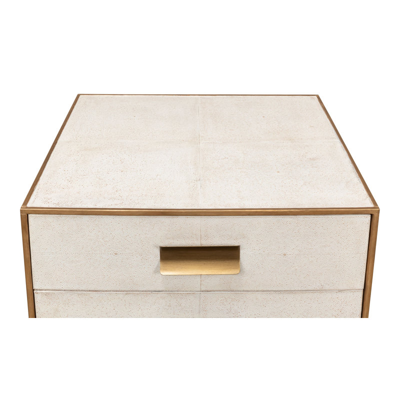 Shagreen 2 - Drawer Solid Wood Nightstand, Osprey White