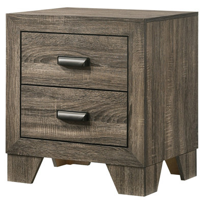 1pc Transitional 2-Drawer Nightstand with Metal Hardware Rustic Gray Finish Bedroom Furniture