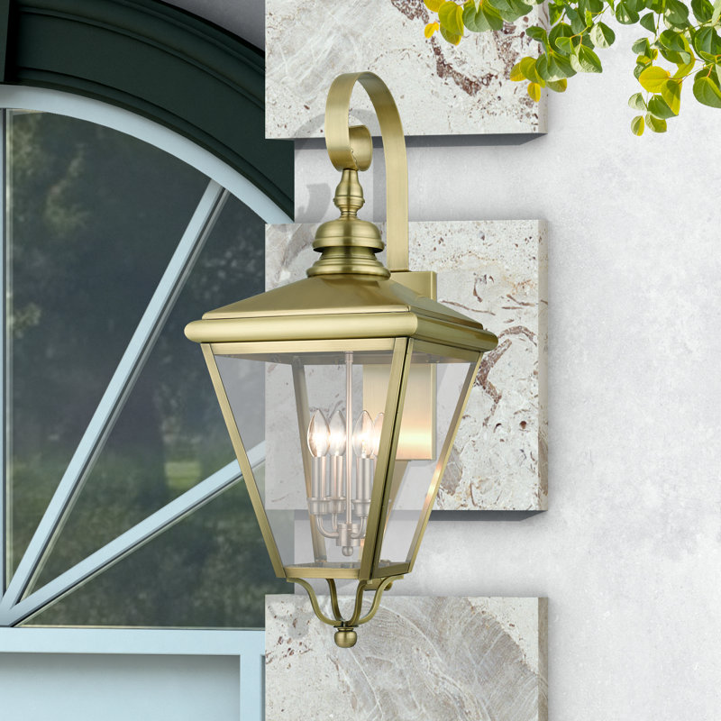 Wike Solid Brass Wall Light, Antique Brass