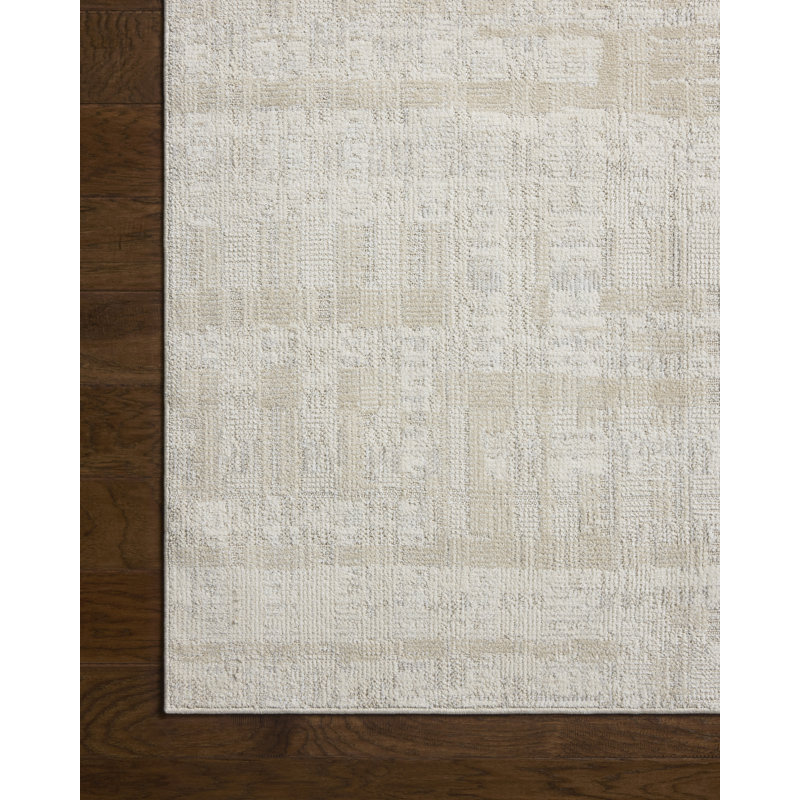 Tapis ivoire / naturel Loloi Tibo, 18" x 18" Sample