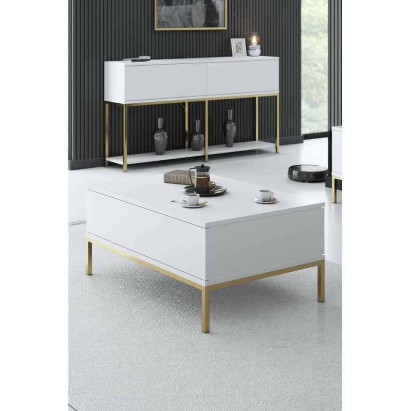 Mariela Coffee Table, White/Gold