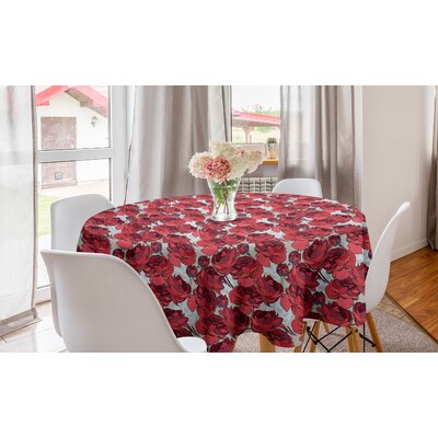 Ambesonne Floral Round Tablecloth, Vibrant Graphic Design Roses Pattern Blossoms Romantic Bouquet Illustration, Circle Table Cloth Cover For Dining Ro -  East Urban Home, 5CC7B8F710BC44B0A183A8F22E104615