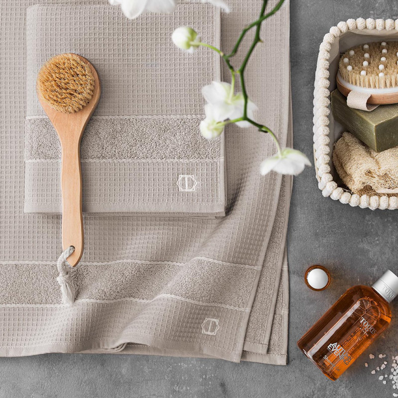 Sauners Waffle Bath Towel, Beige
