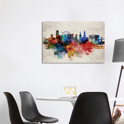 Nottingham Abstract Skyline by WallDecorAddict - Wrapped Canvas Print