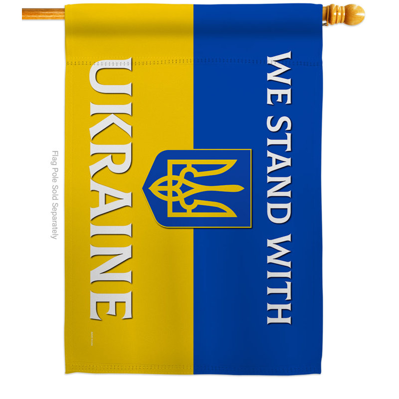 Tenez-vous debout avec le drapeau de la maison d'Ukraine à 2 côtés de 3,33 x 2,33 pi