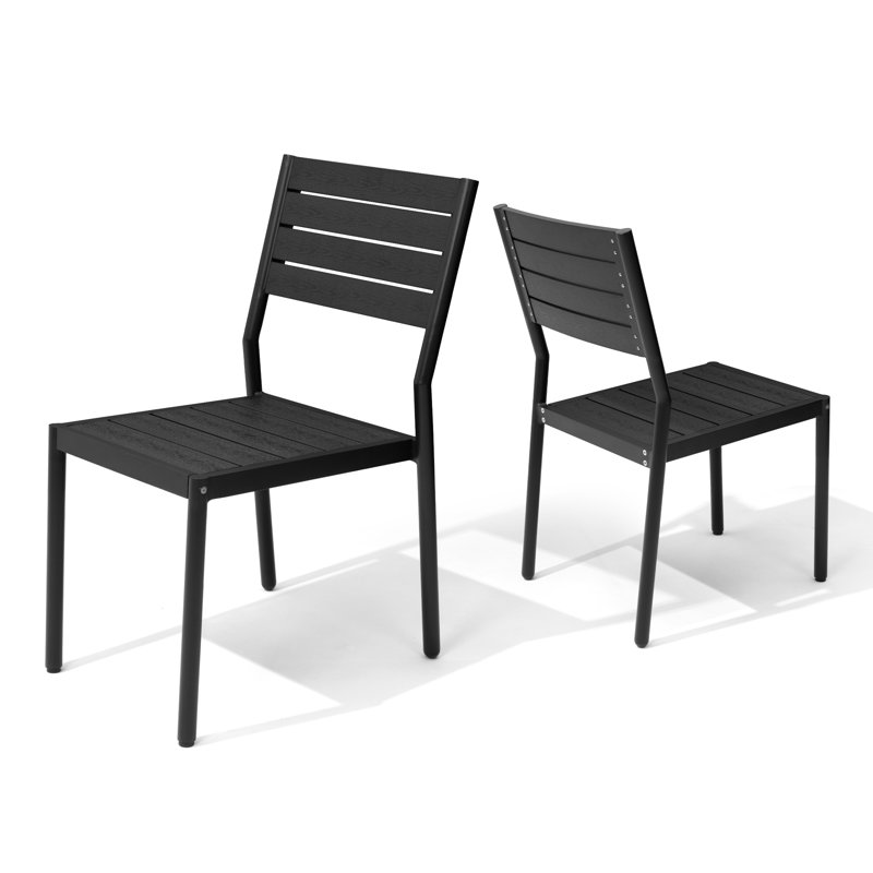Chaise de salle à manger d'extérieur empilable Deen Auminium, Gris foncé