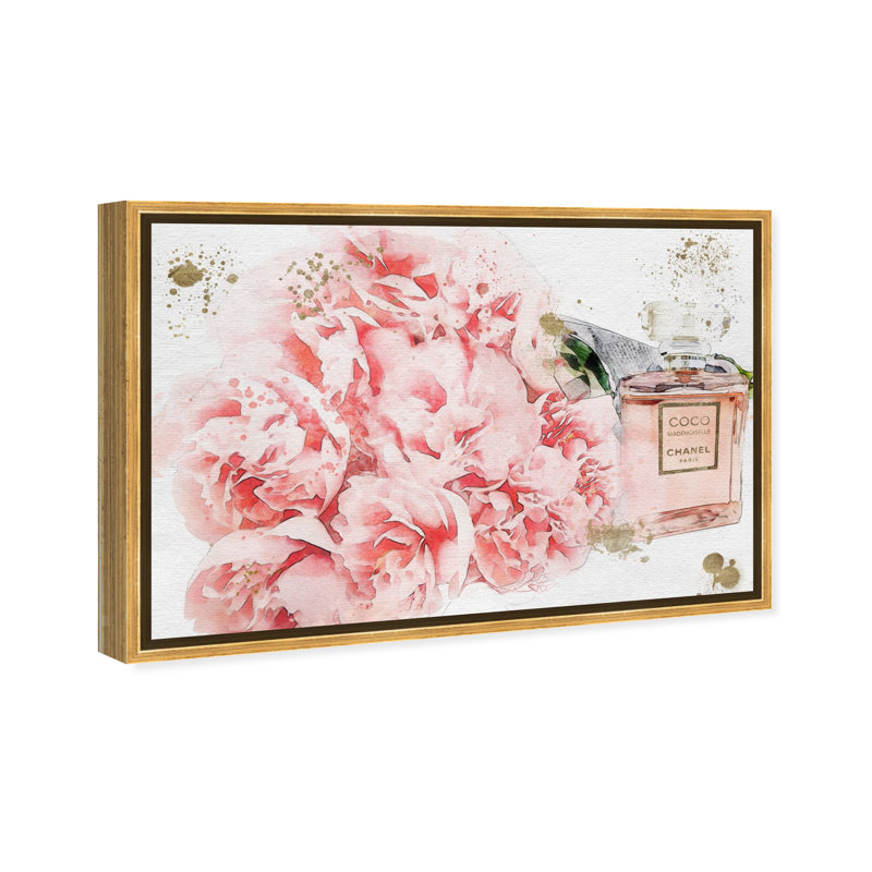 Fleurs et fleurs de parfum - impression, H 16 po x l 24 po, Toile avec cadre doré
