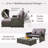 Wicker Loveseat Sofa Set Patio Rattan Daybed With Ottoman & Retractable Side Tray-1356756294