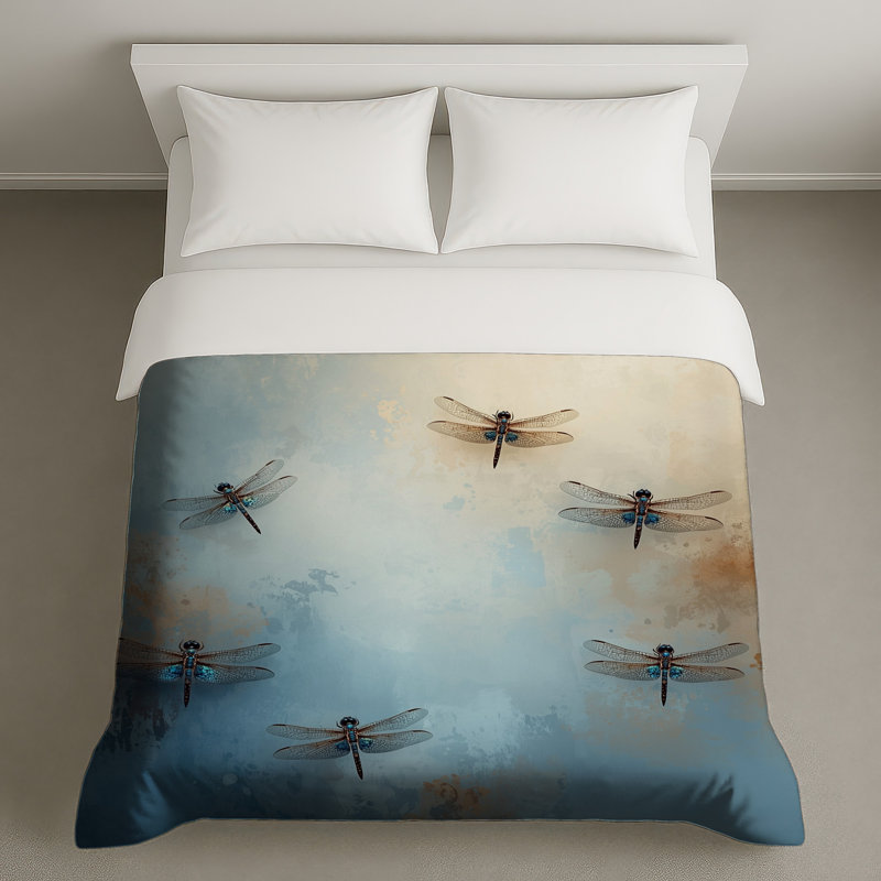 Libellules sur fond texturé Housses de couette, Lit simple