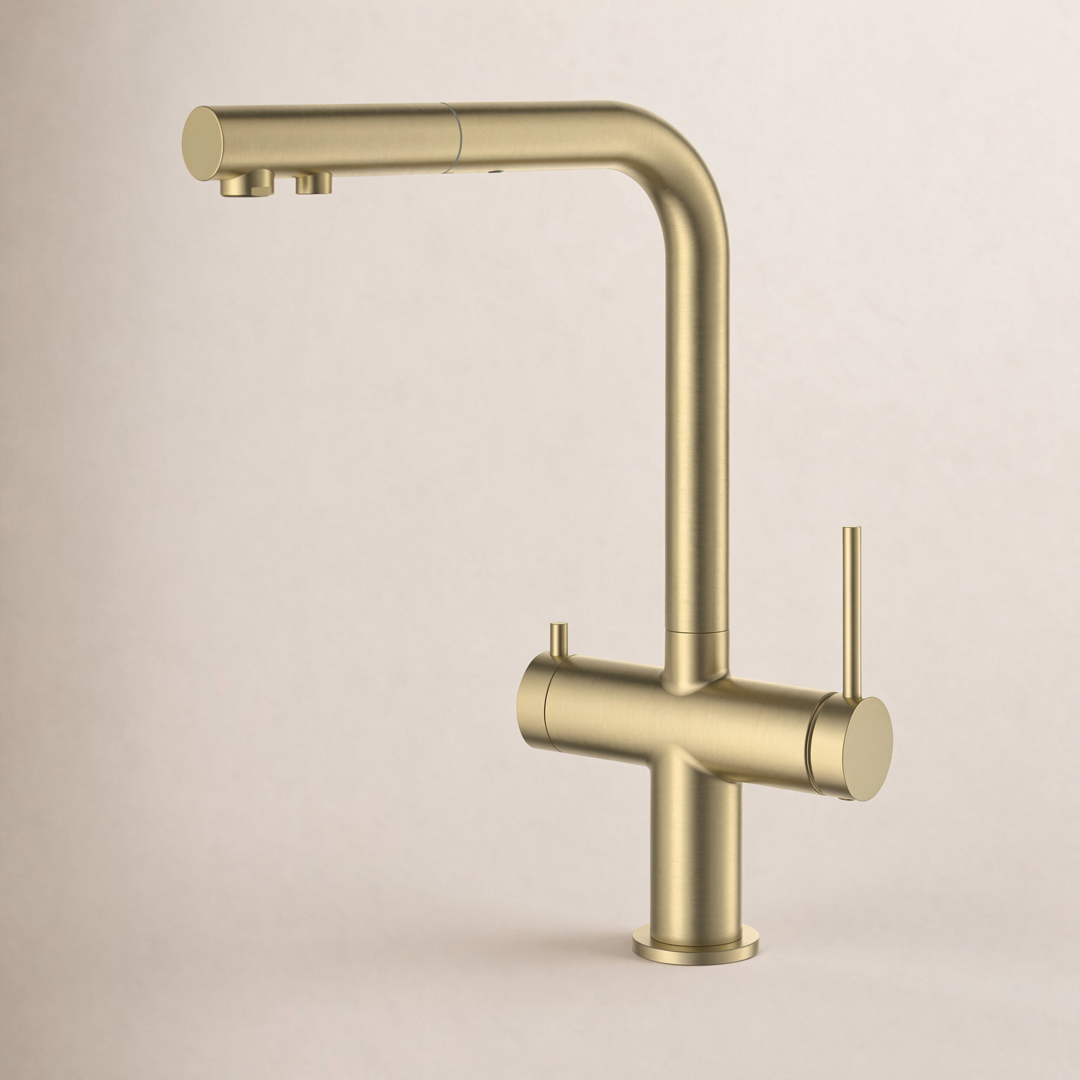 KIBI Circular 2-in-1 Pull-Out Faucet, Brushed Gold