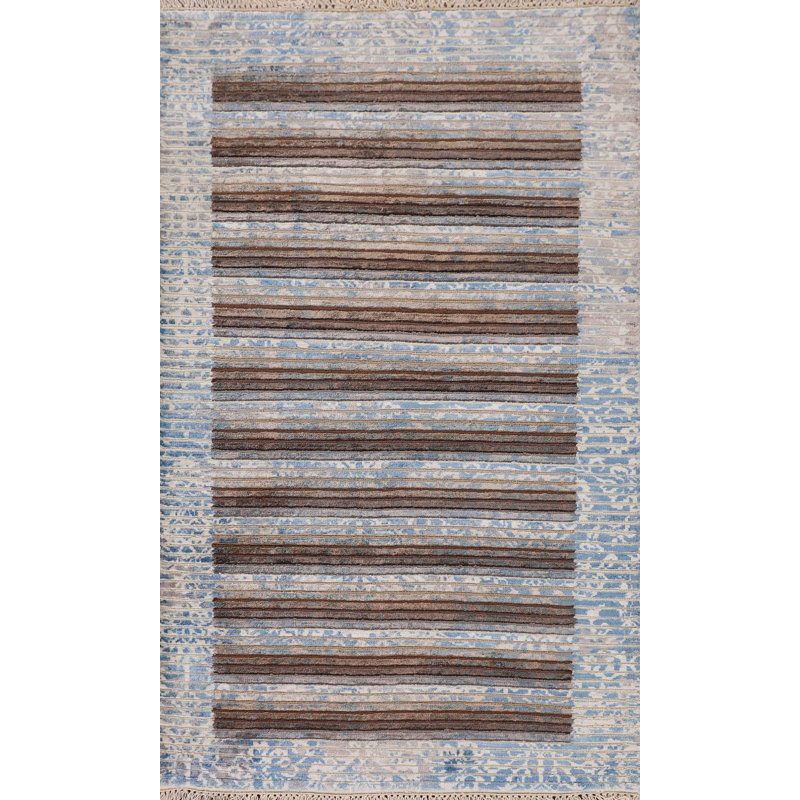Striped Wool Abstract Modern Rug 3x5