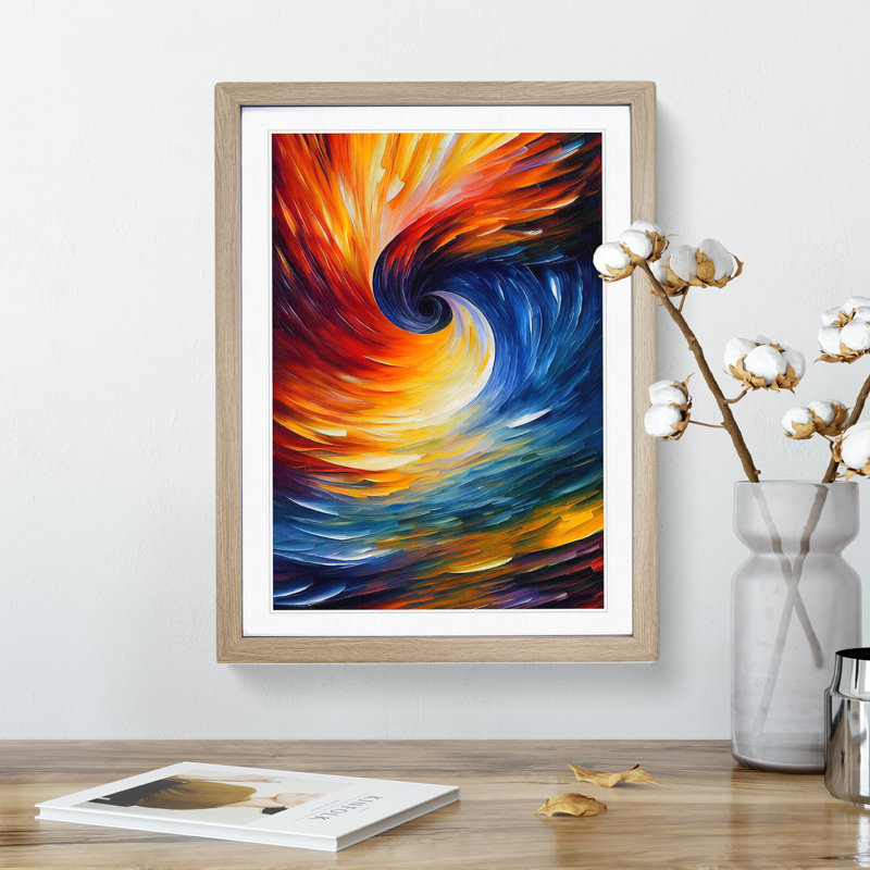 Ocean Wave Abstract No.5 - Framed Print, 64cm H x 46cm W x 2cm D, Oak