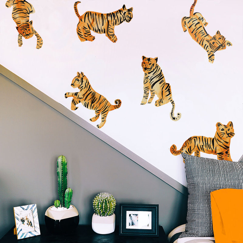 Adhésif décoratif aquarelle tigre amovible