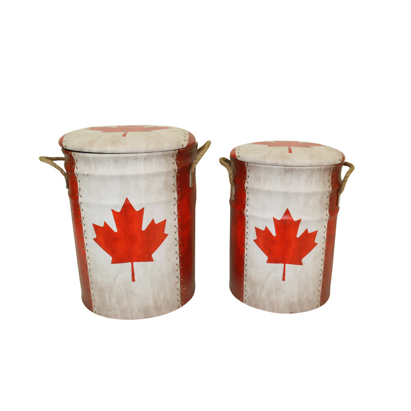 Ensemble de tabourets décoratifs 2 pièces canada flag Henegar