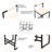 Faux Leather Upholstered Metal Bar Stools Set with Back-1928819944