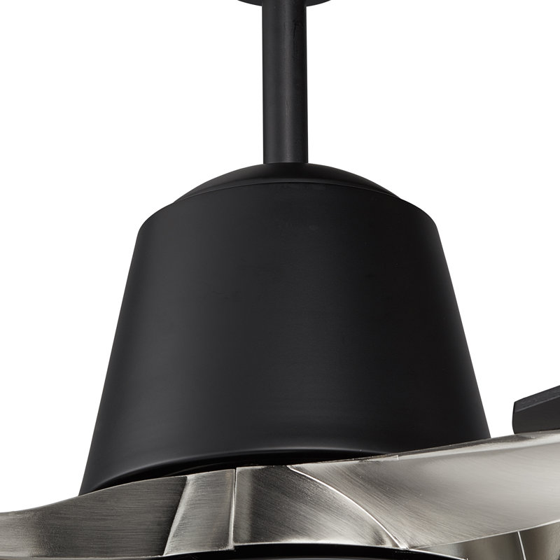 52'' Exton 3 - Blade LED Smart Standard Ceiling Fan with Wall Control and Light Kit Included., Black