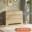 Commode pour chambre à coucher, commode de ferme de 47 po avec rangement, commode à 6 tiroirs, conception à bord courbé, commode de style maison de campagne pour chambre à coucher, salon ou couloir-1265582341