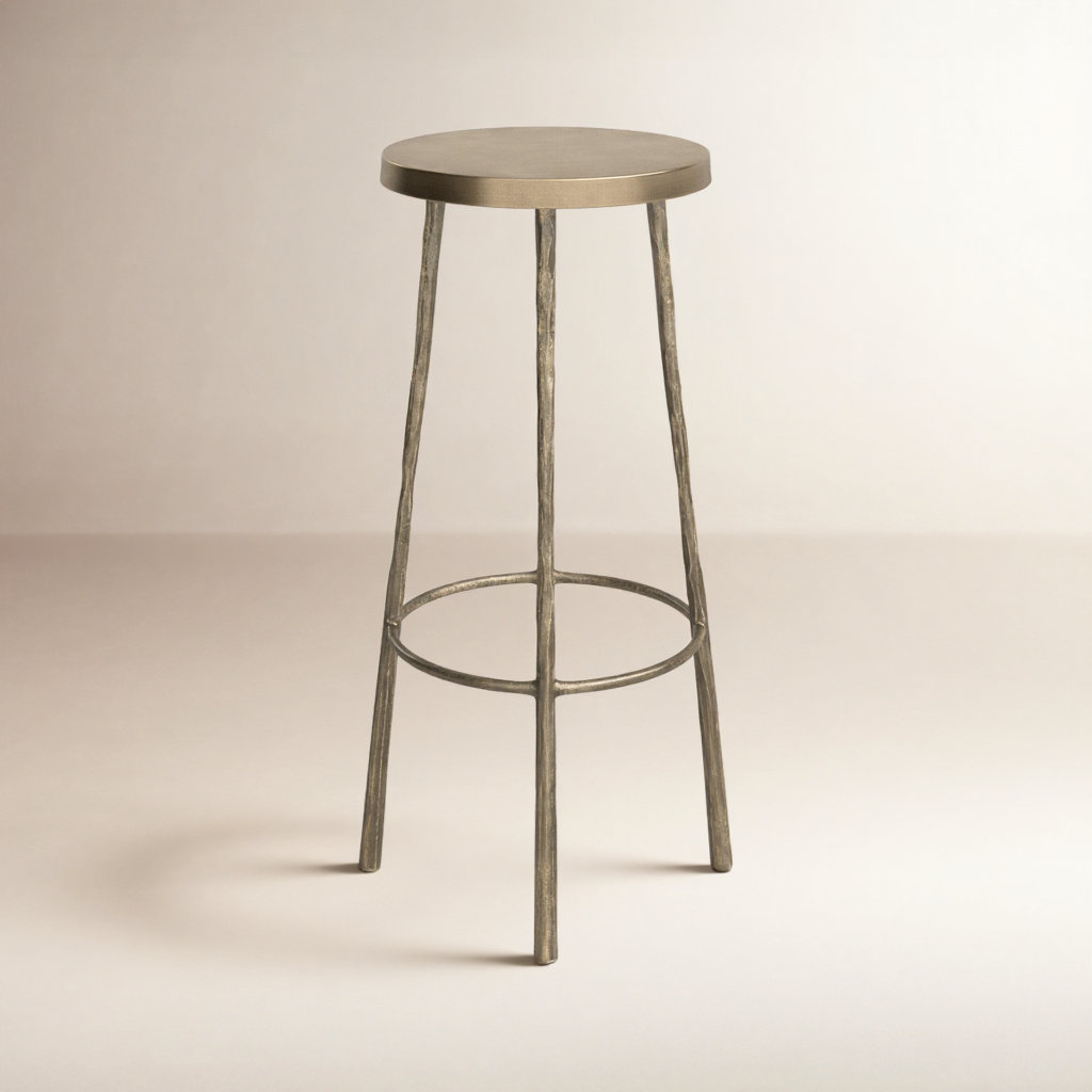 Moreen Bar Stool, Bar Stool (30" Seat Height), Antique Brass