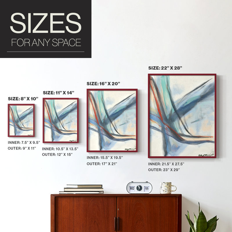 Série ABSTRACT DCCLV - reproduction encadrée de qualité supérieure - prête à être accrochée - aucun clou requis, Rouge