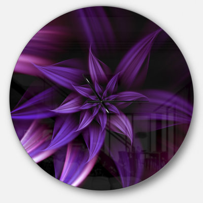 Fractale fleur mauve - horloge murale moderne