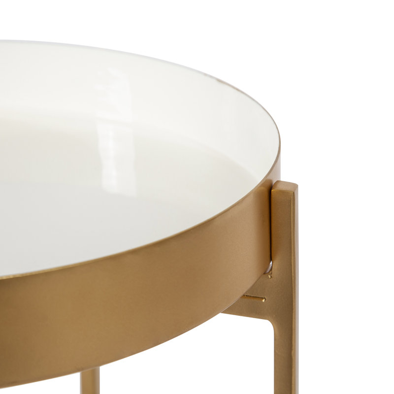 Antonne End Table, White, Golden